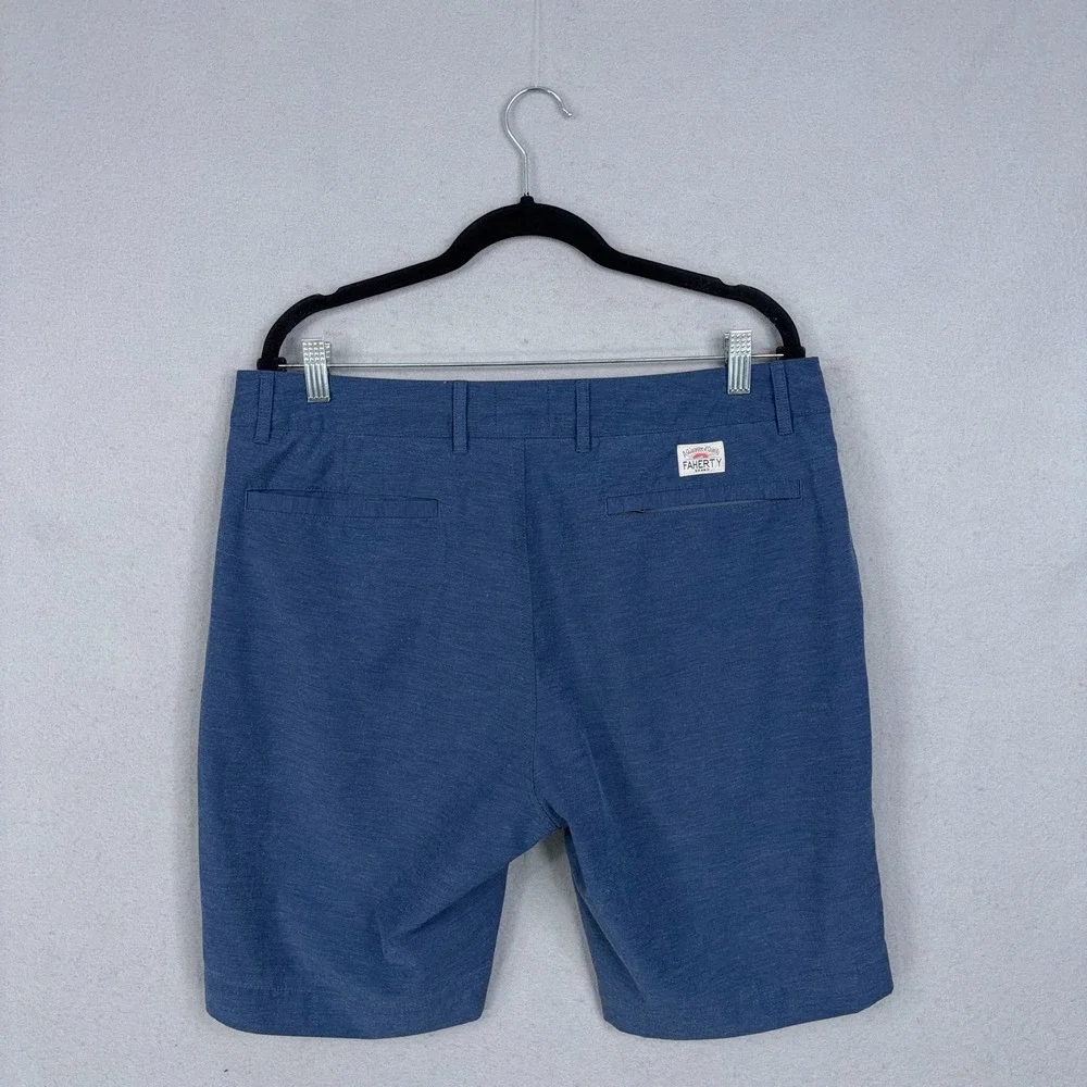 Faherty All Day Shorts Mens 34 Blue Hybrid Performance Casual Gorpcore Hiking